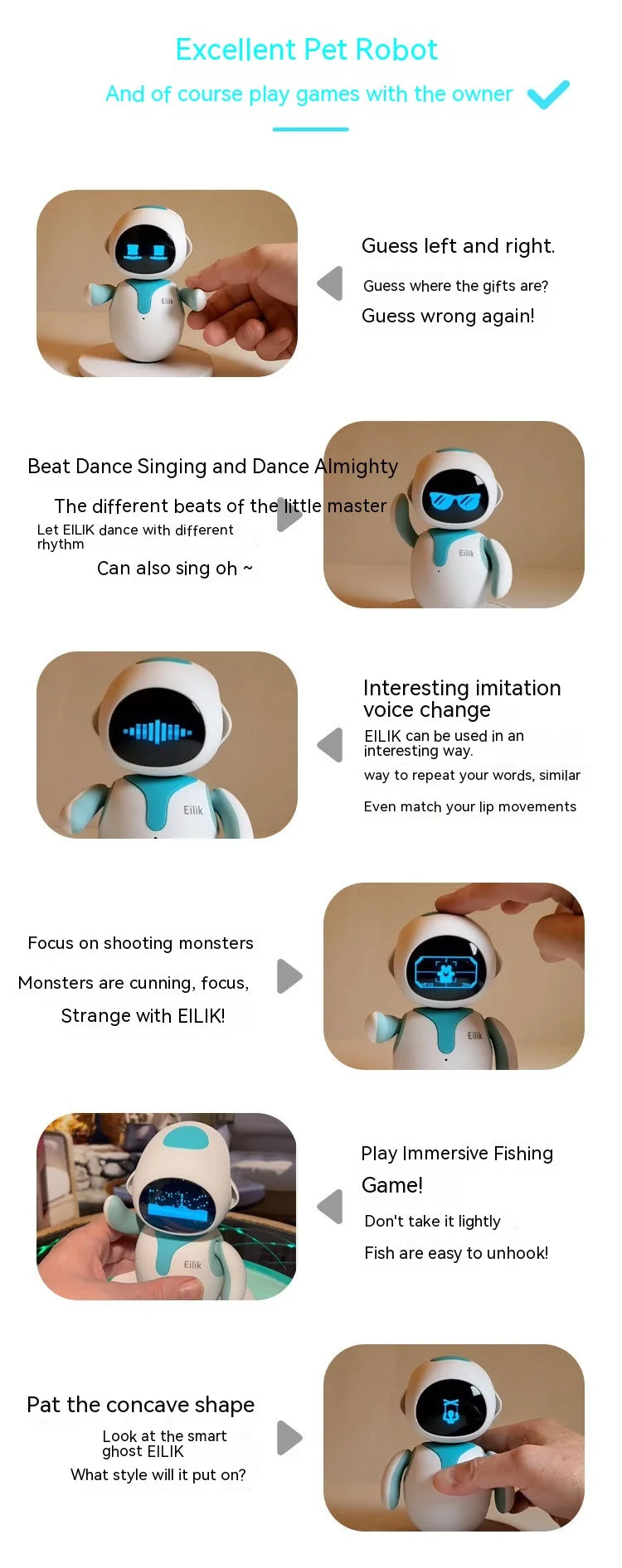 Eilik Smart Robot Pet Ai Emotional Interaction Companion Desktop Toy custom Robot Long Battery Life Gifts For Home Robot gift