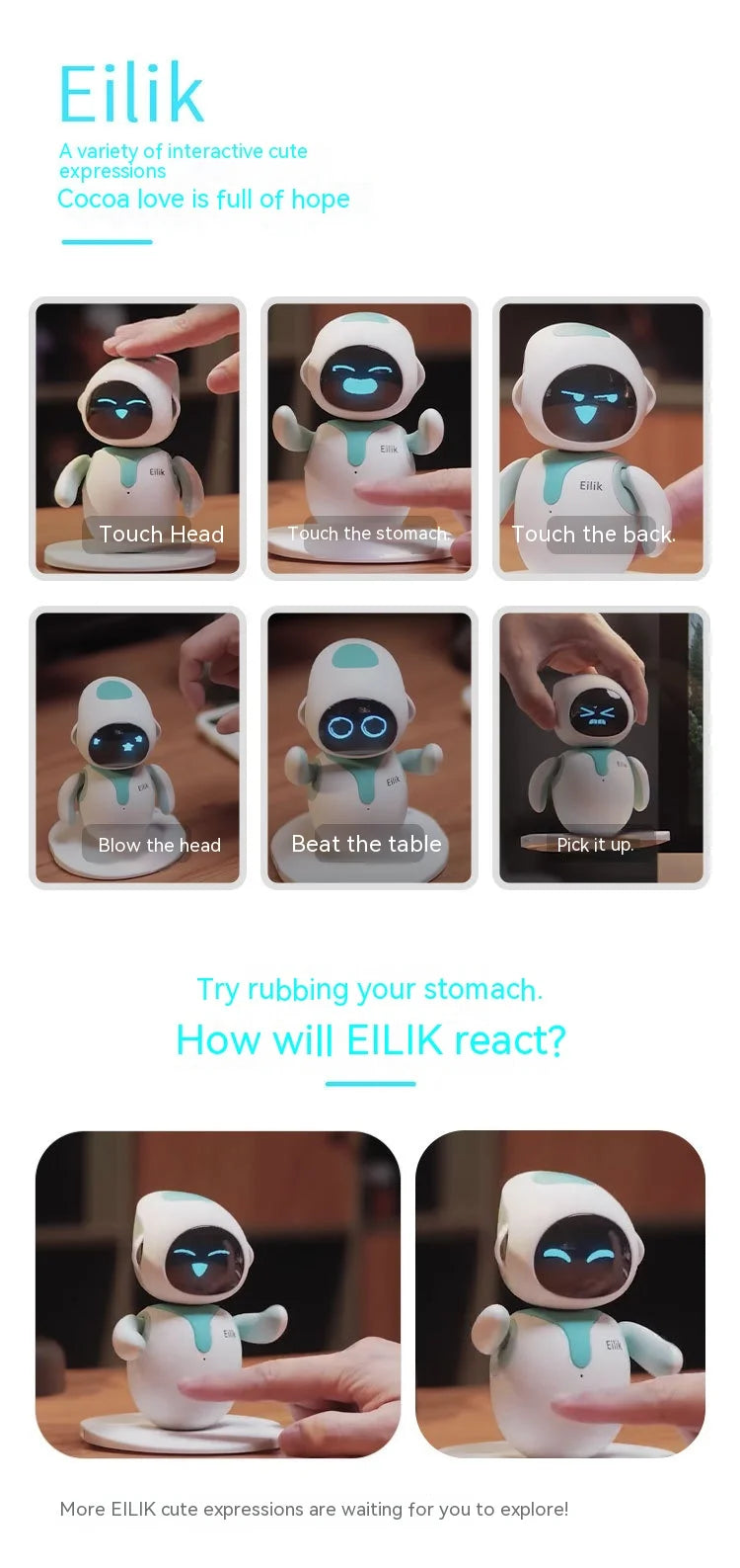Eilik Smart Robot Pet Ai Emotional Interaction Companion Desktop Toy custom Robot Long Battery Life Gifts For Home Robot gift